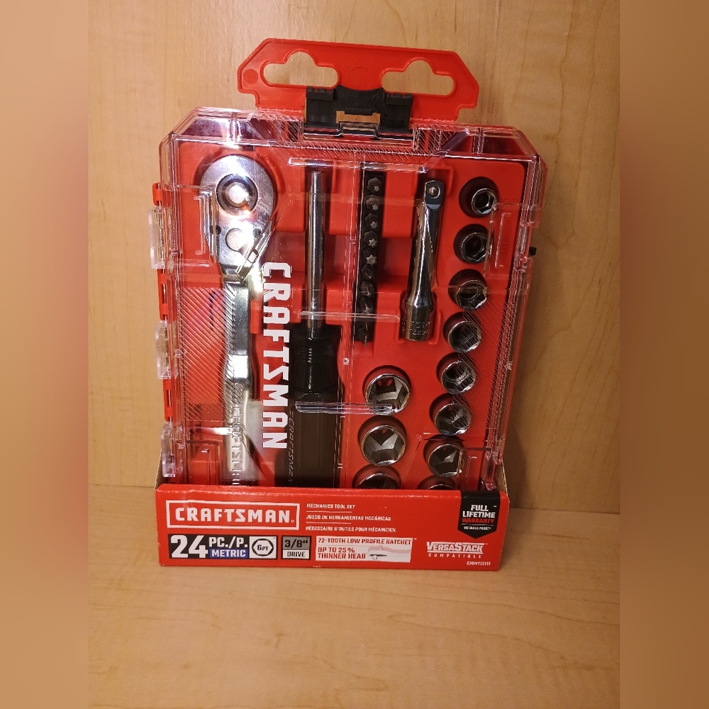 Craftsman 24 Piece Metric Mechanic Tool Set 3/8 Inch Drive